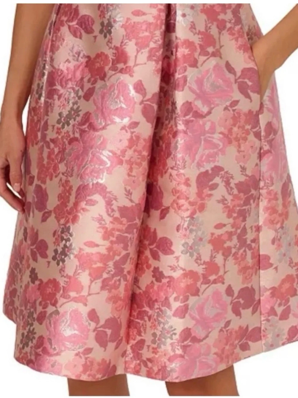 Adrianna PAPELL-Pink Floral  Jacquard Dress - Picture 4 of 8